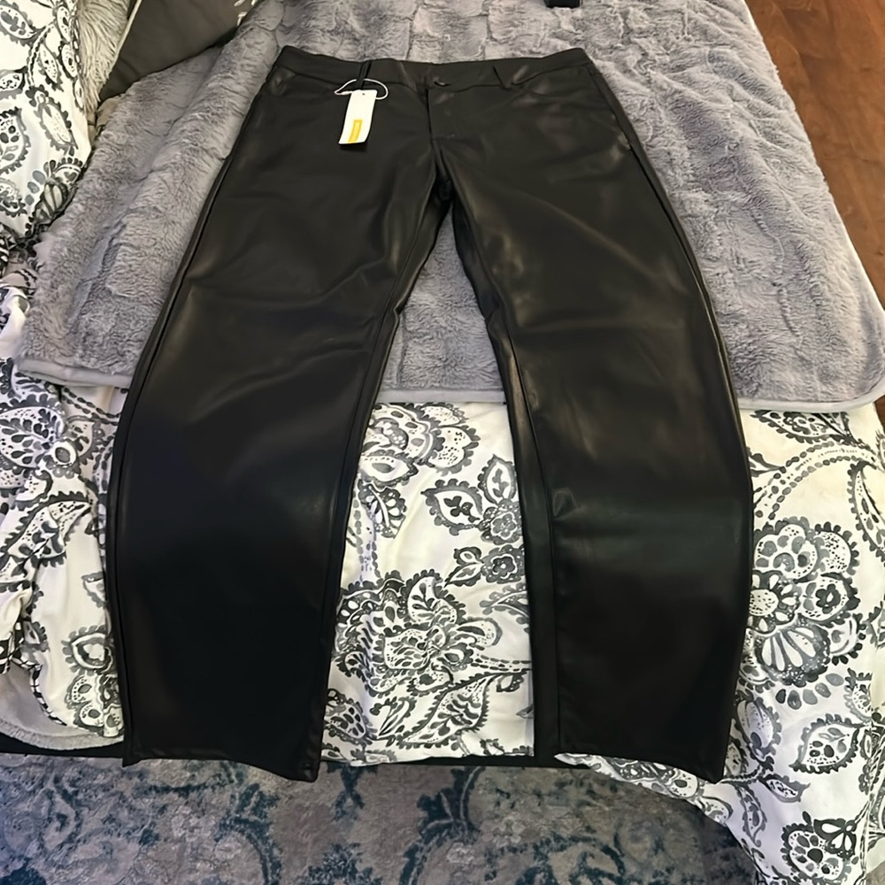 Imitation leather pants